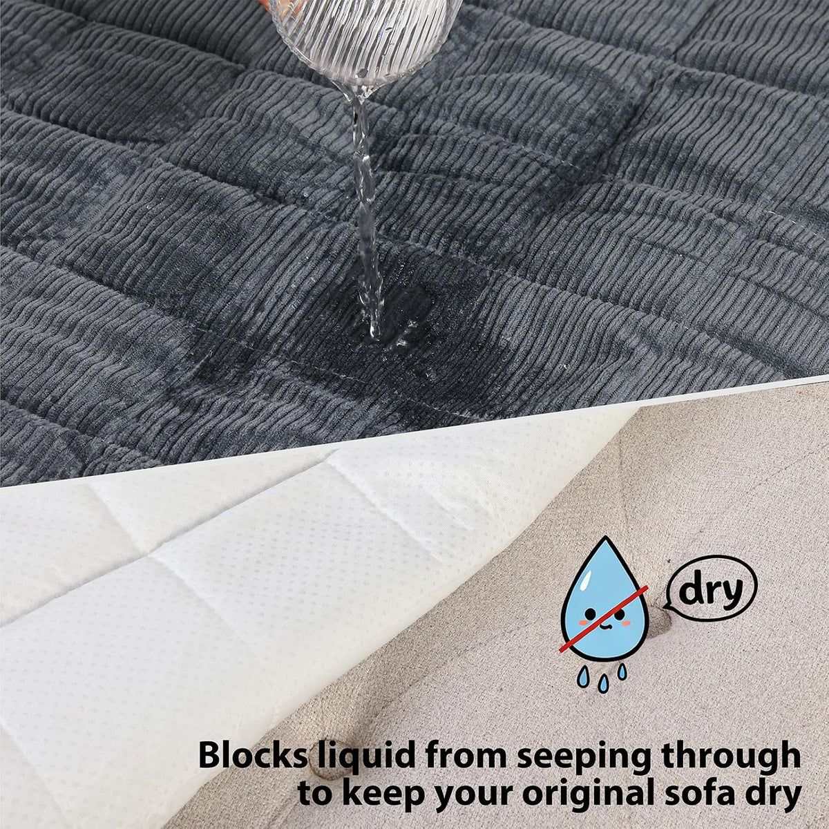 Waterproof Corduroy Dog Couch Cover, 27.6" x 59", Dark Grey