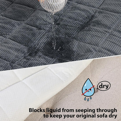 Waterproof Corduroy Dog Couch Cover, 27.6" x 59", Dark Grey