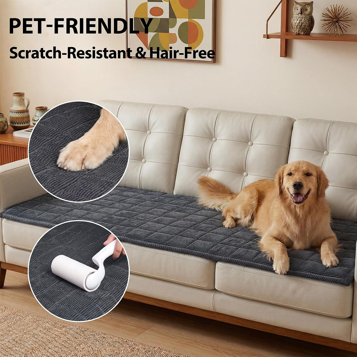 Waterproof Corduroy Dog Couch Cover, 27.6" x 59", Dark Grey