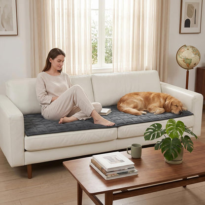 Waterproof Corduroy Dog Couch Cover, 27.6" x 59", Dark Grey