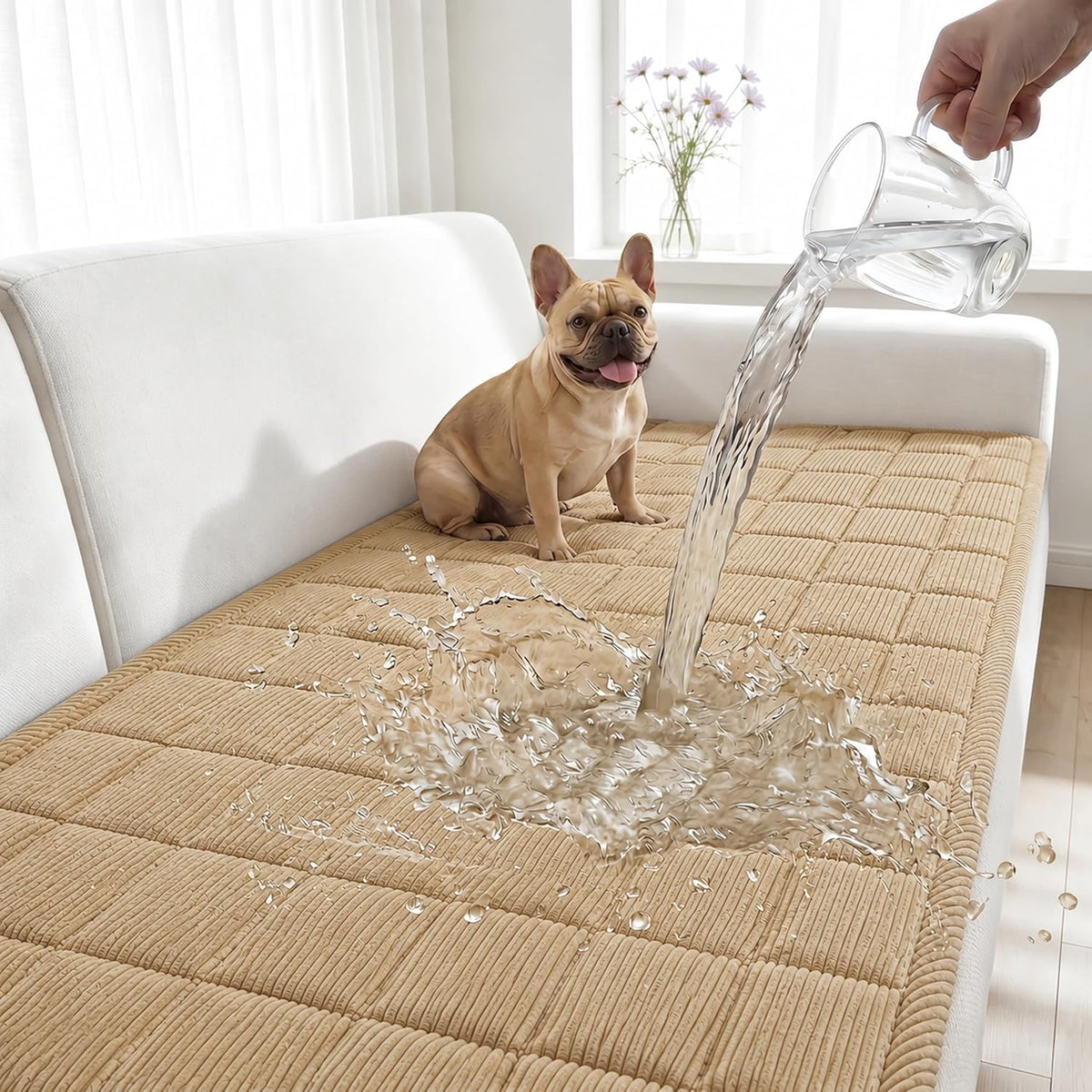 Waterproof Corduroy Dog Couch Cover, 27.6" x 59", Dark Grey