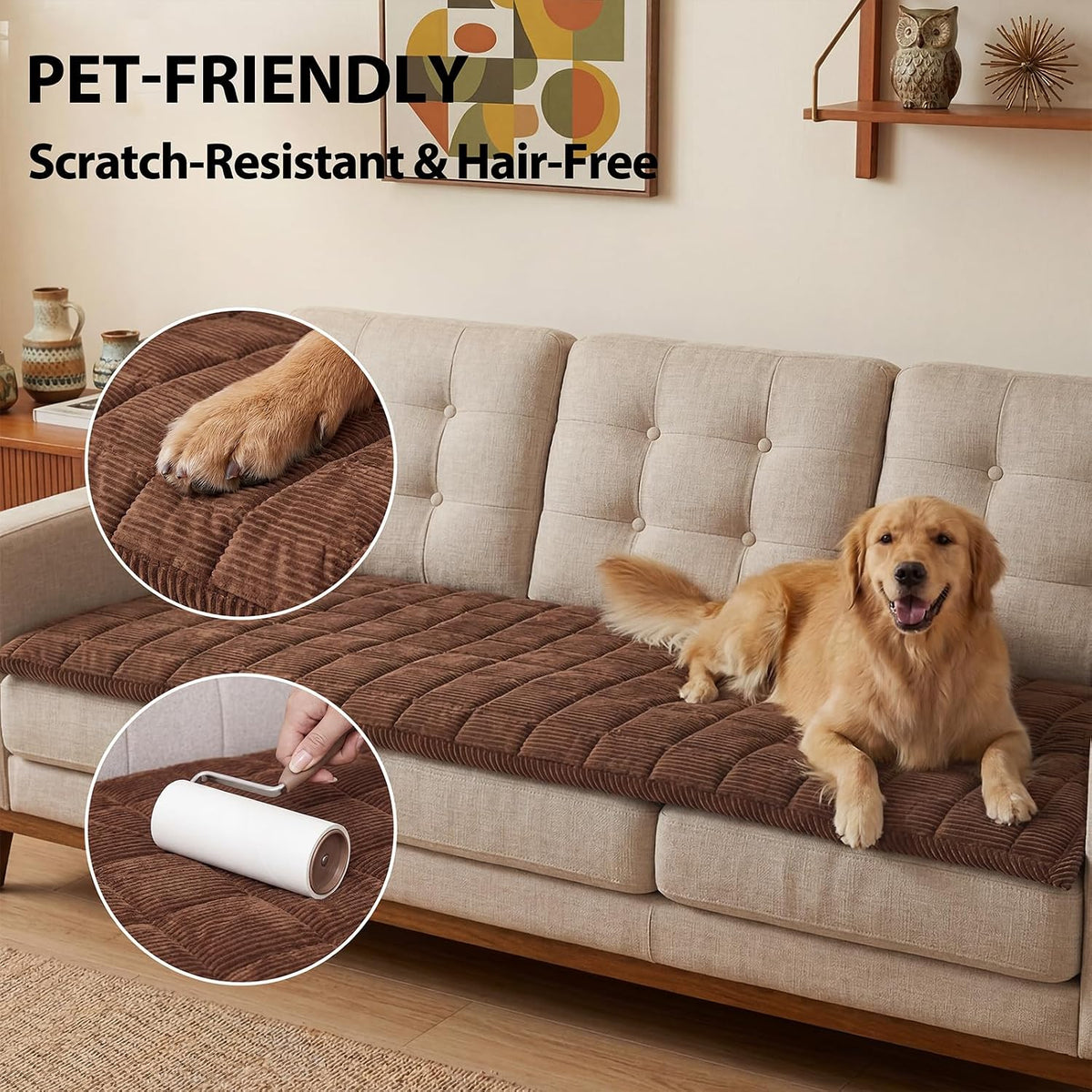 Waterproof Corduroy Dog Couch Cover, 27.6" x 59", Dark Grey