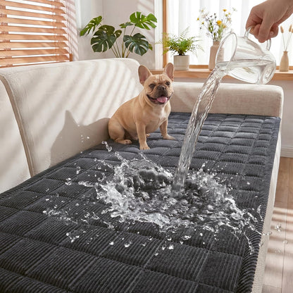 Waterproof Corduroy Dog Couch Cover, 27.6" x 59", Dark Grey