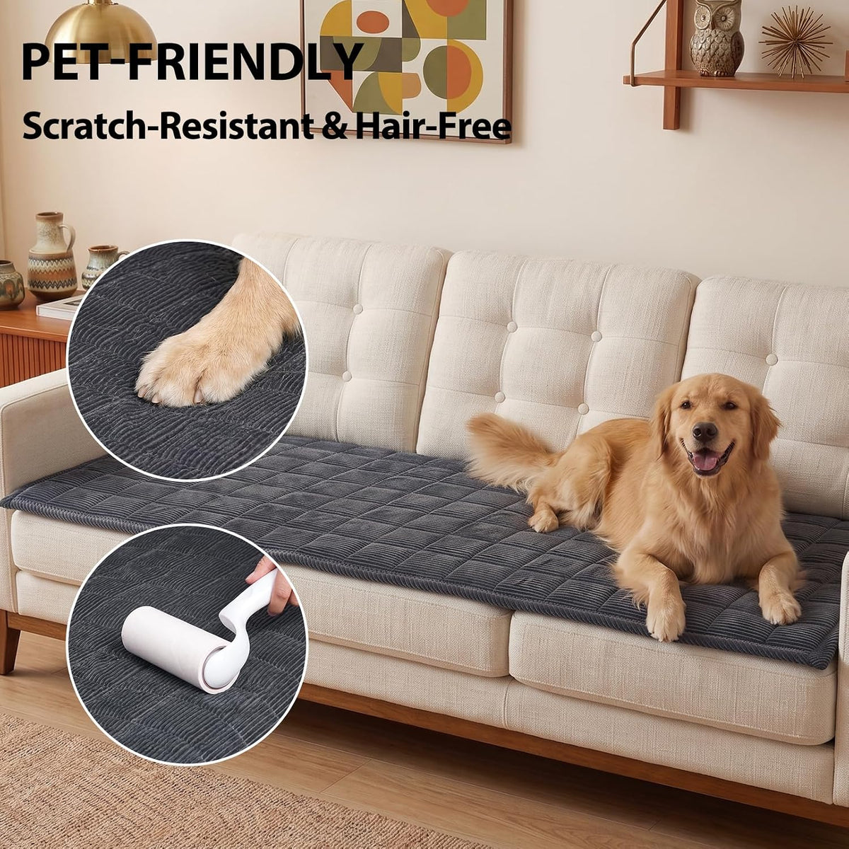 Waterproof Corduroy Dog Couch Cover, 27.6" x 59", Dark Grey