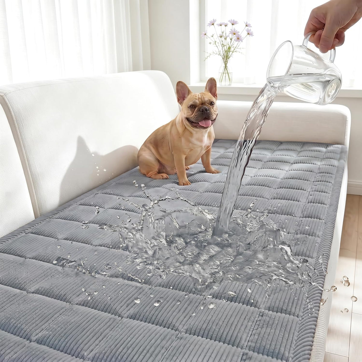 Waterproof Corduroy Dog Couch Cover, 27.6" x 59", Dark Grey