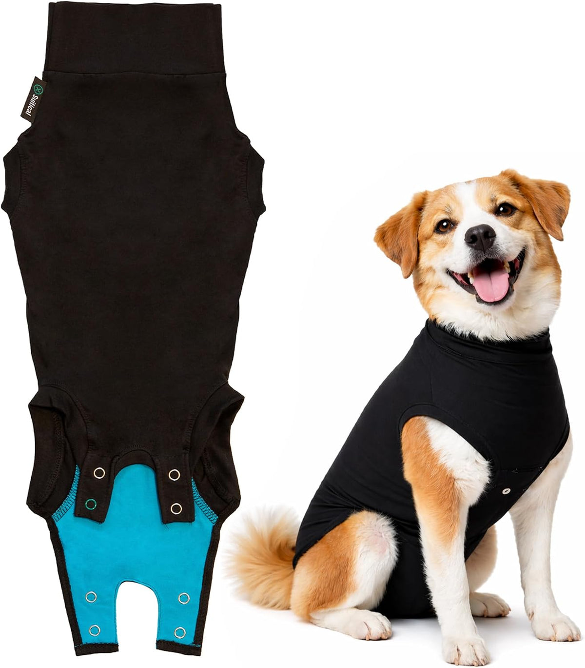 Recovery Suit for Dogs - Comfortable Post-Surgery Suit with Hold-Up System for Spay, Neuter, Skin Issues - Breathable, Cone-Free Option - Medium, Black - Neck to Base of Tail: 21.7 - 27.2 in