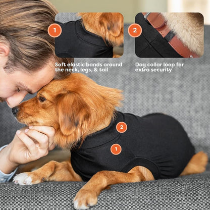 Recovery Suit for Dogs - Comfortable Post-Surgery Suit with Hold-Up System for Spay, Neuter, Skin Issues - Breathable, Cone-Free Option - Medium, Black - Neck to Base of Tail: 21.7 - 27.2 in