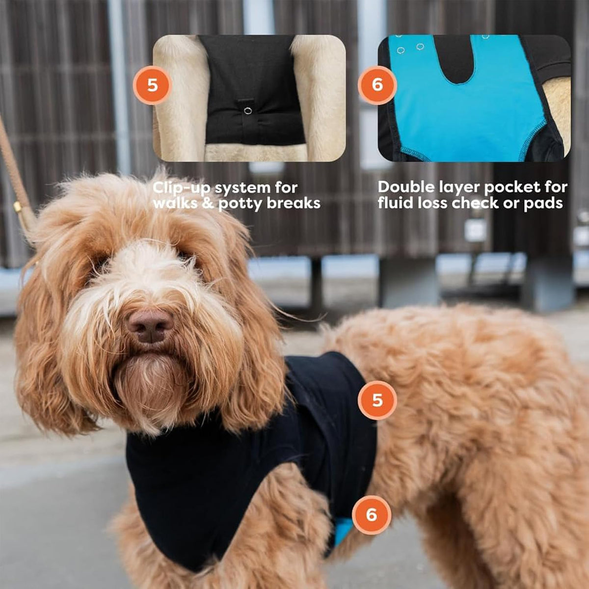 Recovery Suit for Dogs - Comfortable Post-Surgery Suit with Hold-Up System for Spay, Neuter, Skin Issues - Breathable, Cone-Free Option - Medium, Black - Neck to Base of Tail: 21.7 - 27.2 in