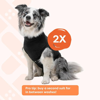 Recovery Suit for Dogs - Comfortable Post-Surgery Suit with Hold-Up System for Spay, Neuter, Skin Issues - Breathable, Cone-Free Option - Medium, Black - Neck to Base of Tail: 21.7 - 27.2 in
