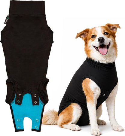 Recovery Suit for Dogs - Comfortable Post-Surgery Suit with Hold-Up System for Spay, Neuter, Skin Issues - Breathable, Cone-Free Option - Medium, Black - Neck to Base of Tail: 21.7 - 27.2 in