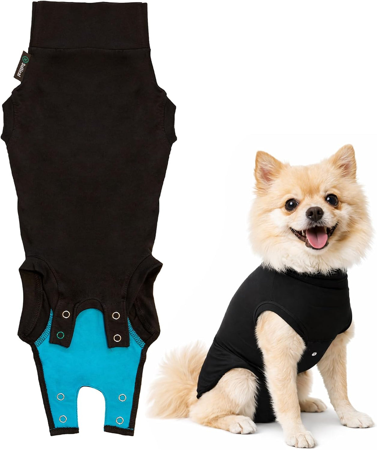 Recovery Suit for Dogs - Comfortable Post-Surgery Suit with Hold-Up System for Spay, Neuter, Skin Issues - Breathable, Cone-Free Option - Medium, Black - Neck to Base of Tail: 21.7 - 27.2 in