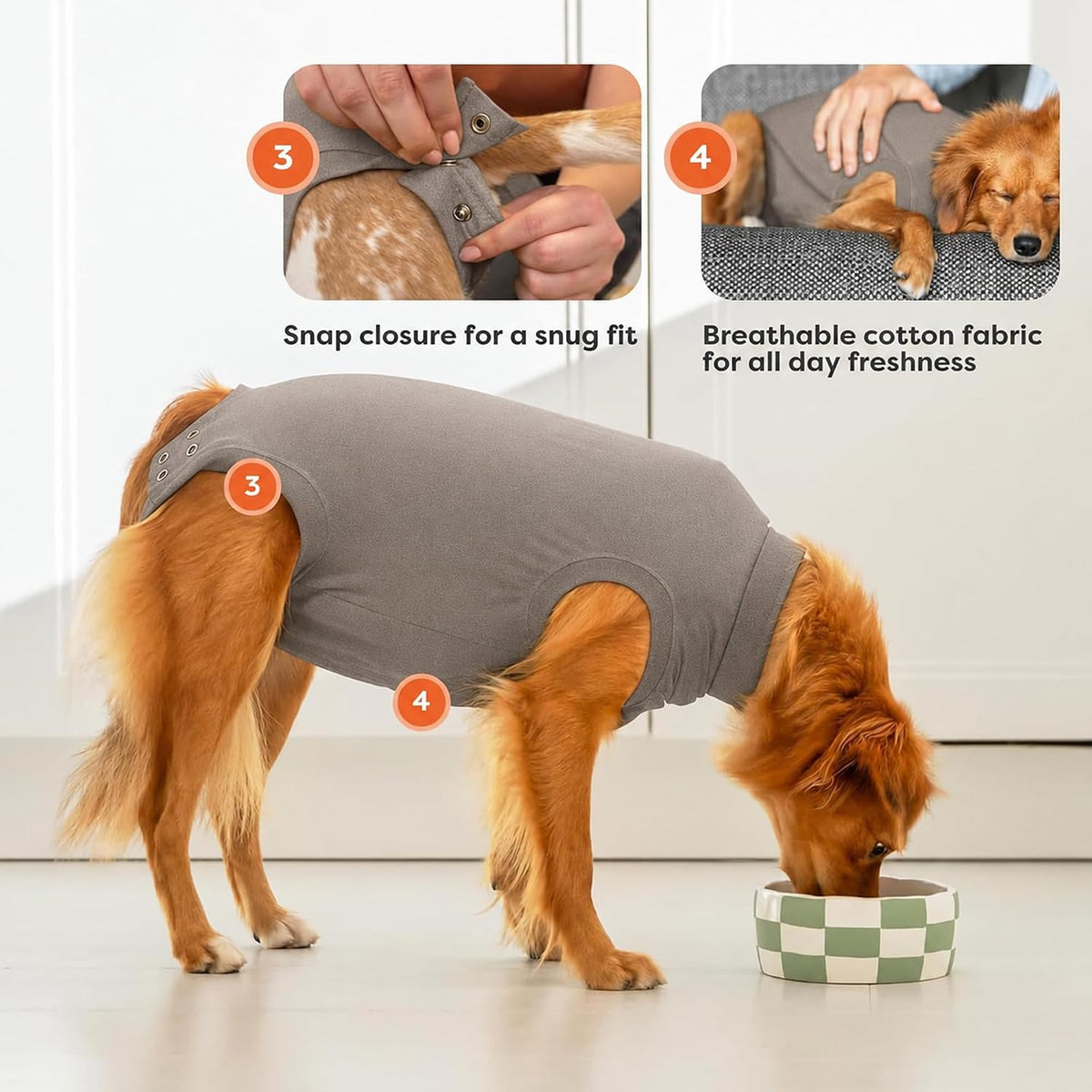 Recovery Suit for Dogs - Comfortable Post-Surgery Suit with Hold-Up System for Spay, Neuter, Skin Issues - Breathable, Cone-Free Option - Medium, Black - Neck to Base of Tail: 21.7 - 27.2 in