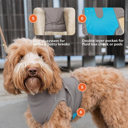 Recovery Suit for Dogs - Comfortable Post-Surgery Suit with Hold-Up System for Spay, Neuter, Skin Issues - Breathable, Cone-Free Option - Medium, Black - Neck to Base of Tail: 21.7 - 27.2 in