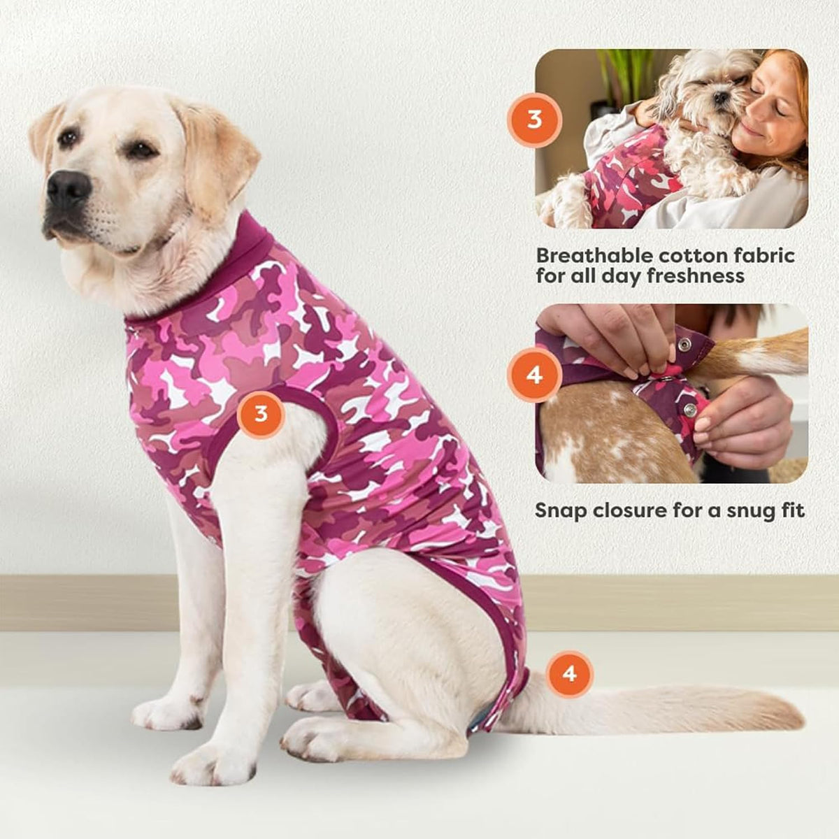 Recovery Suit for Dogs - Comfortable Post-Surgery Suit with Hold-Up System for Spay, Neuter, Skin Issues - Breathable, Cone-Free Option - Medium, Black - Neck to Base of Tail: 21.7 - 27.2 in