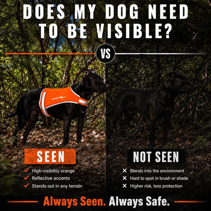 Lite Blaze Orange Reflective Dog Vest – High Visibility Hunting & Safety Vest with Lightweight Mid-Back Coverage. Apparel Gear for Small Medium and Large Breeds
