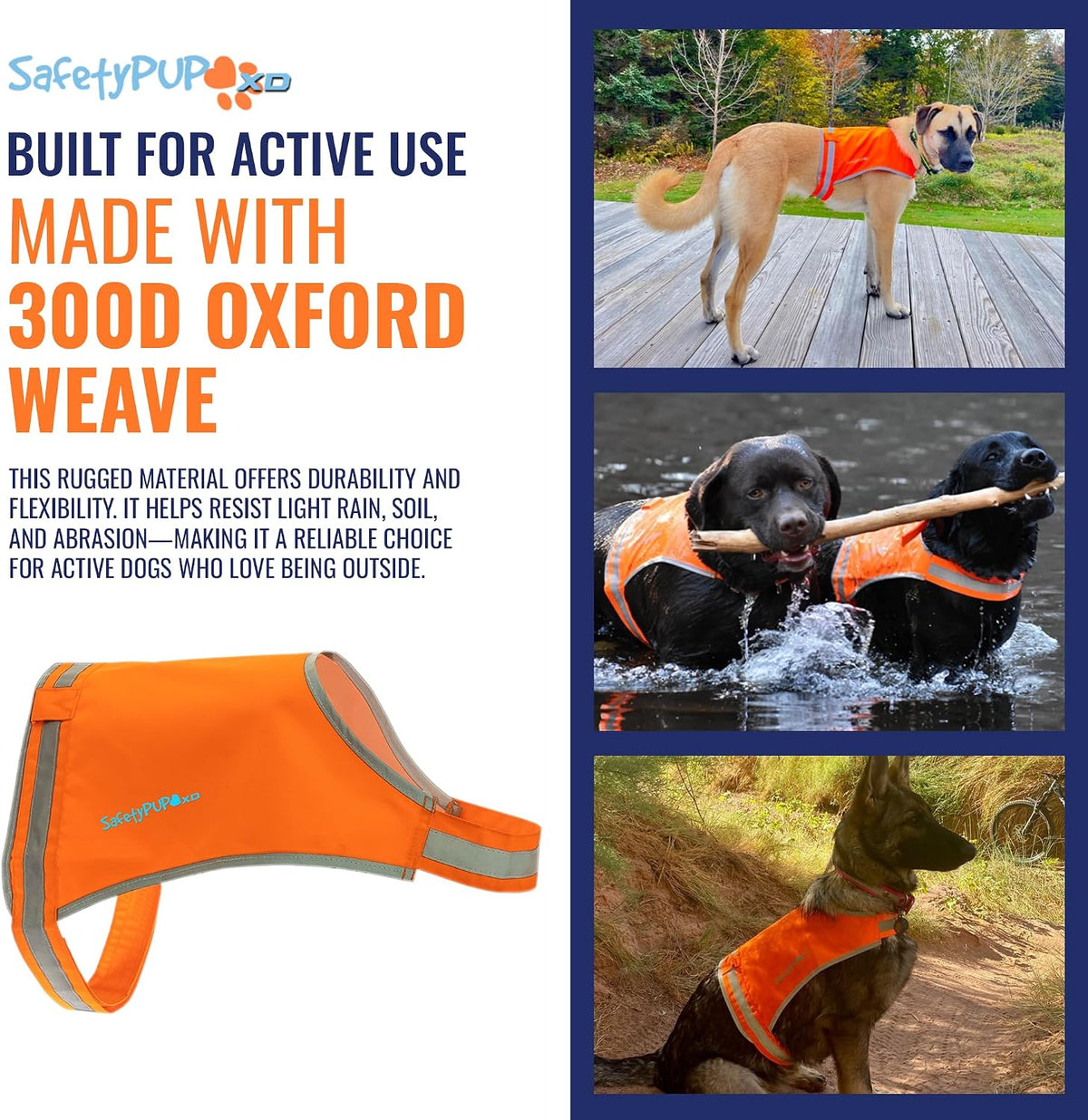 Lite Blaze Orange Reflective Dog Vest – High Visibility Hunting & Safety Vest with Lightweight Mid-Back Coverage. Apparel Gear for Small Medium and Large Breeds