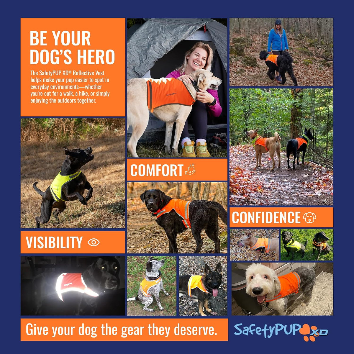 Lite Blaze Orange Reflective Dog Vest – High Visibility Hunting & Safety Vest with Lightweight Mid-Back Coverage. Apparel Gear for Small Medium and Large Breeds