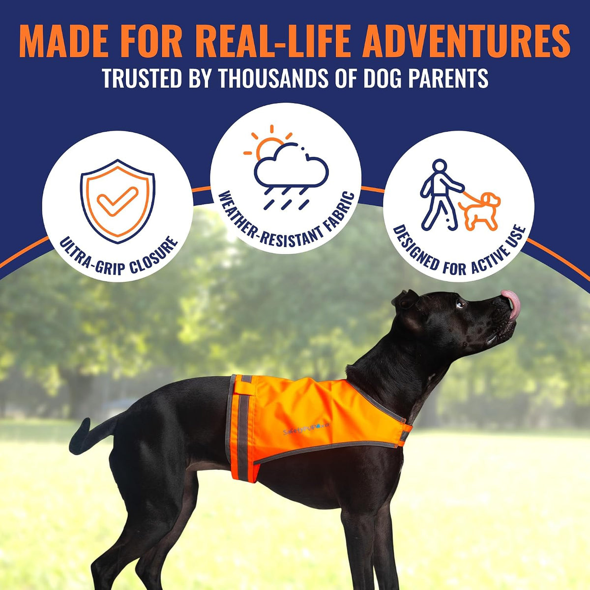 Lite Blaze Orange Reflective Dog Vest – High Visibility Hunting & Safety Vest with Lightweight Mid-Back Coverage. Apparel Gear for Small Medium and Large Breeds