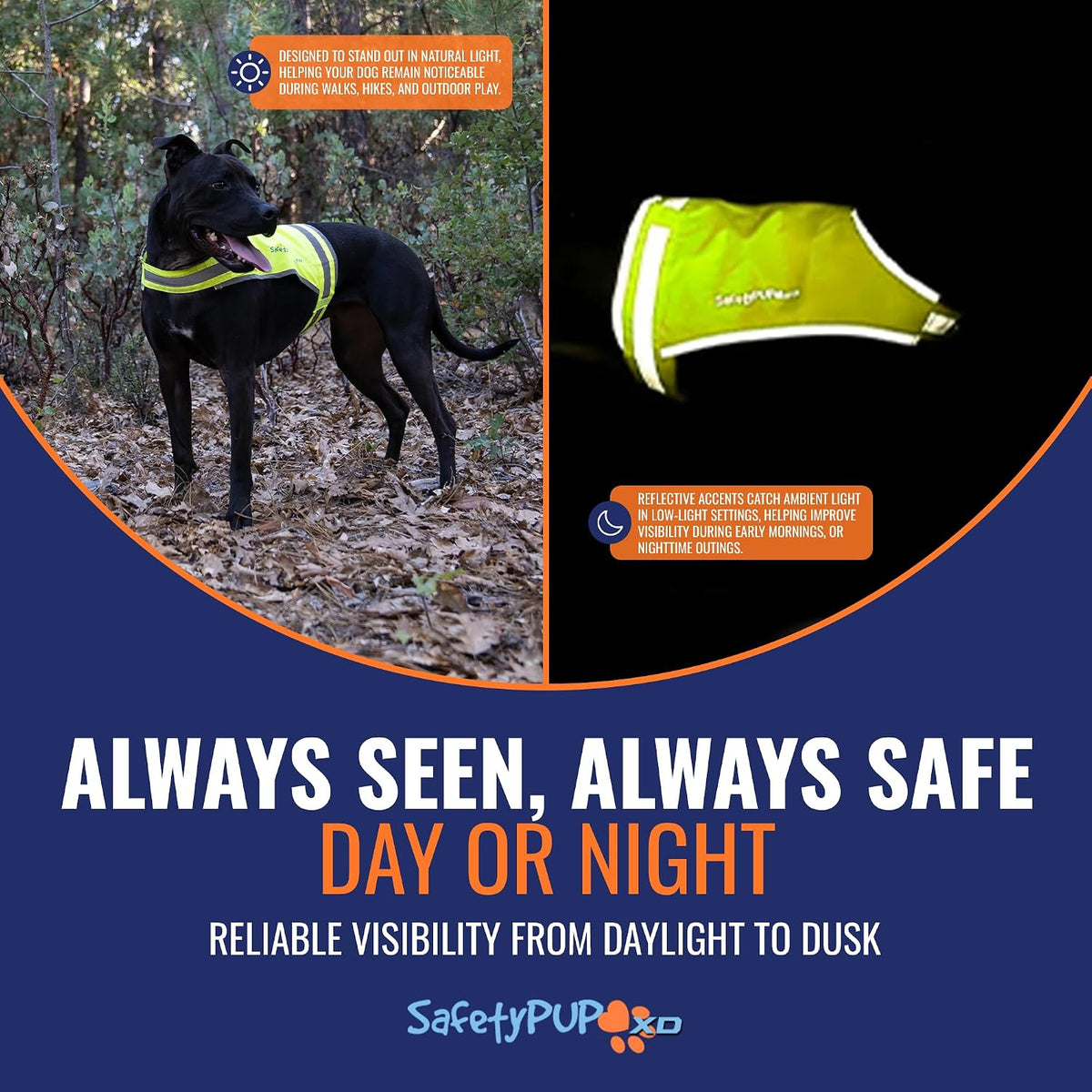 Lite Blaze Orange Reflective Dog Vest – High Visibility Hunting & Safety Vest with Lightweight Mid-Back Coverage. Apparel Gear for Small Medium and Large Breeds