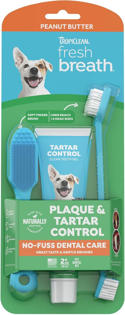 Fresh Breath Dog Tooth Brushing Kit, Peanut Butter Flavor | dog toothpaste