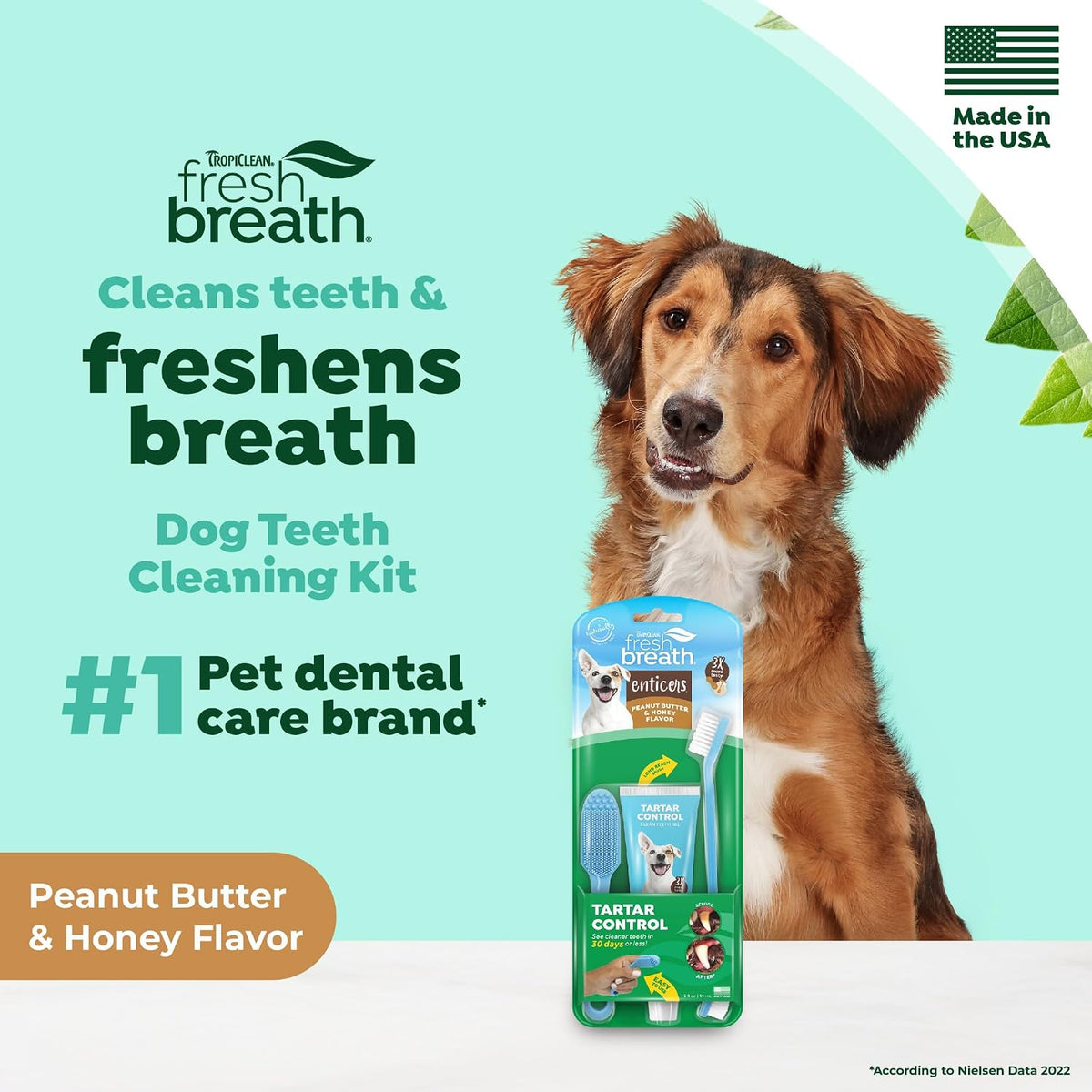 Fresh Breath Dog Tooth Brushing Kit, Peanut Butter Flavor | dog toothpaste