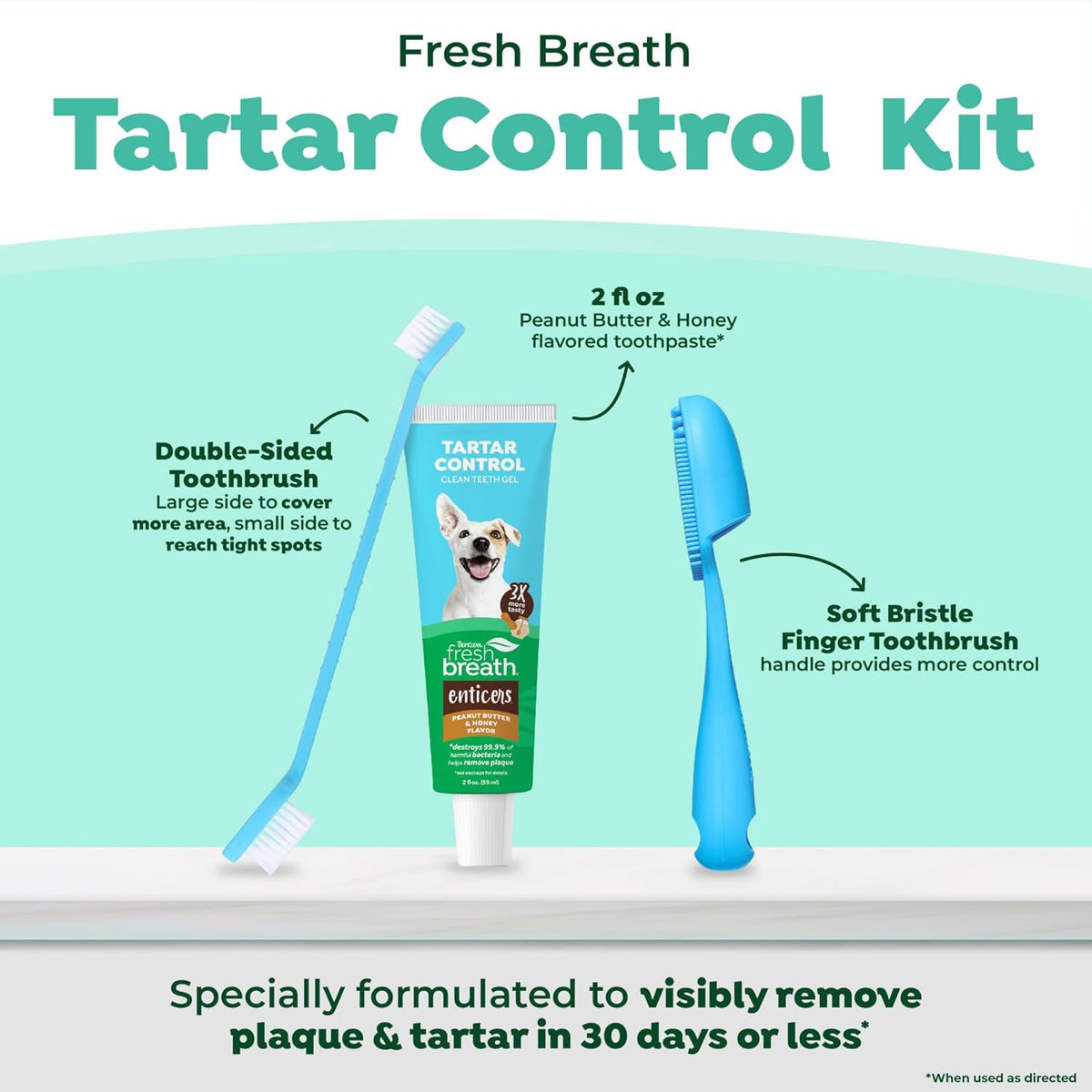 Fresh Breath Dog Tooth Brushing Kit, Peanut Butter Flavor | dog toothpaste