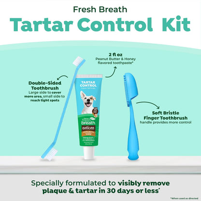 Fresh Breath Dog Tooth Brushing Kit, Peanut Butter Flavor | dog toothpaste
