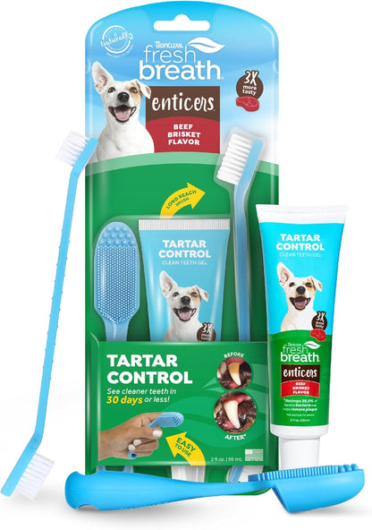 Fresh Breath Dog Tooth Brushing Kit, Peanut Butter Flavor | dog toothpaste