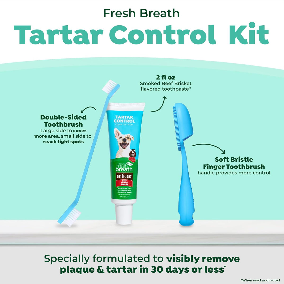 Fresh Breath Dog Tooth Brushing Kit, Peanut Butter Flavor | dog toothpaste
