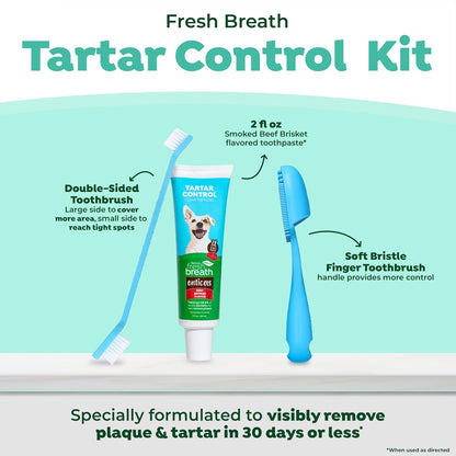 Fresh Breath Dog Tooth Brushing Kit, Peanut Butter Flavor | dog toothpaste