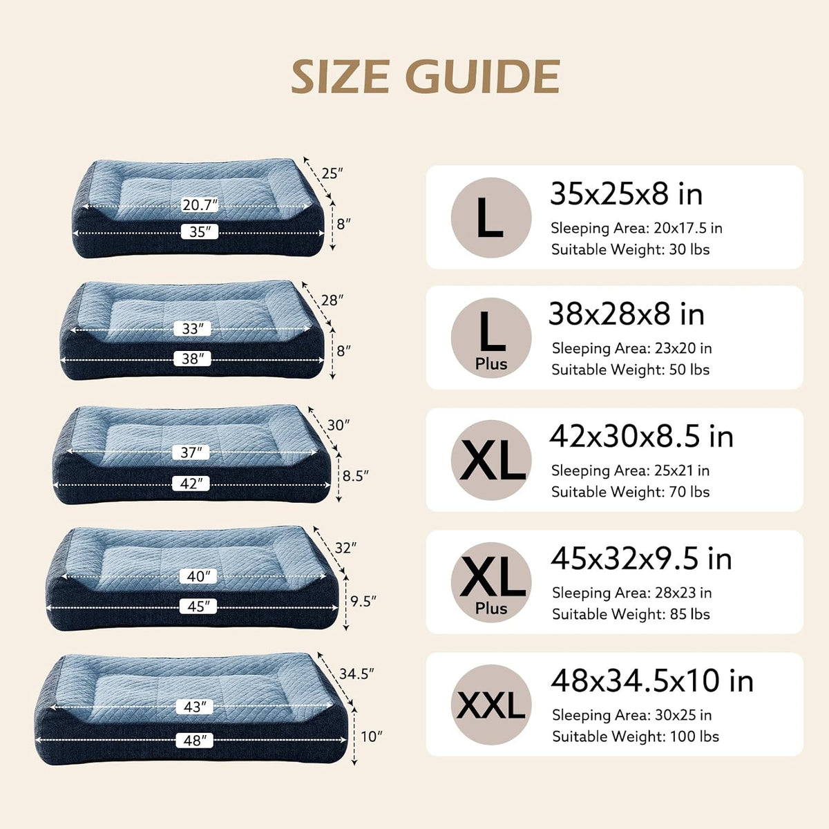 XL Orthopedic Dog Bed for Large Dogs, Extra Thick Foam Pet Bed Sofa