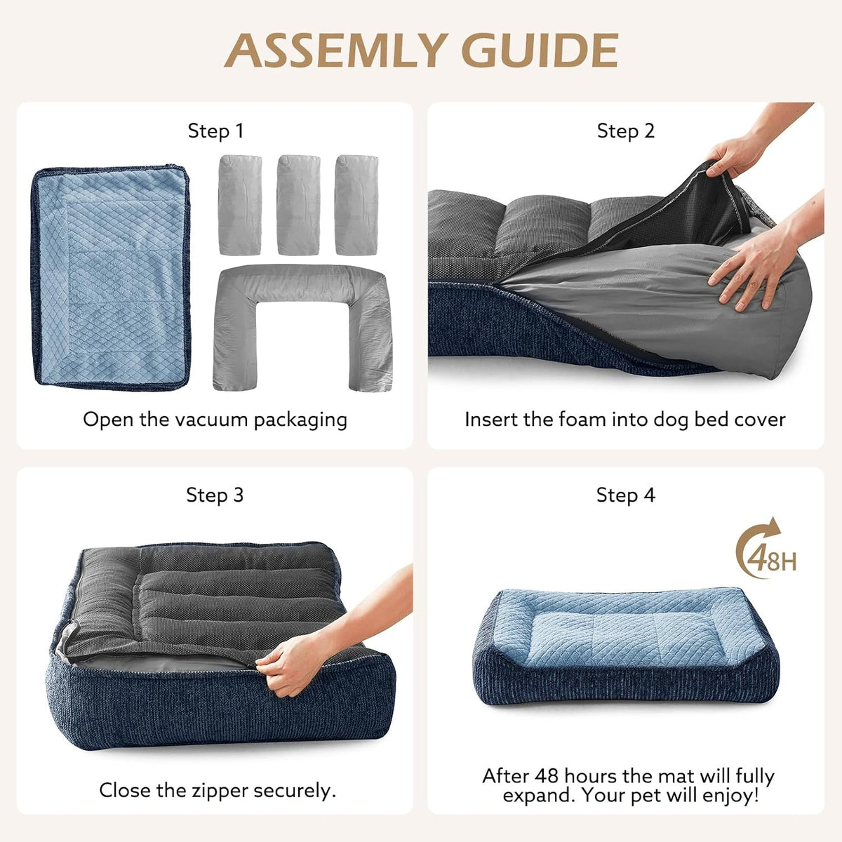 XL Orthopedic Dog Bed for Large Dogs, Extra Thick Foam Pet Bed Sofa