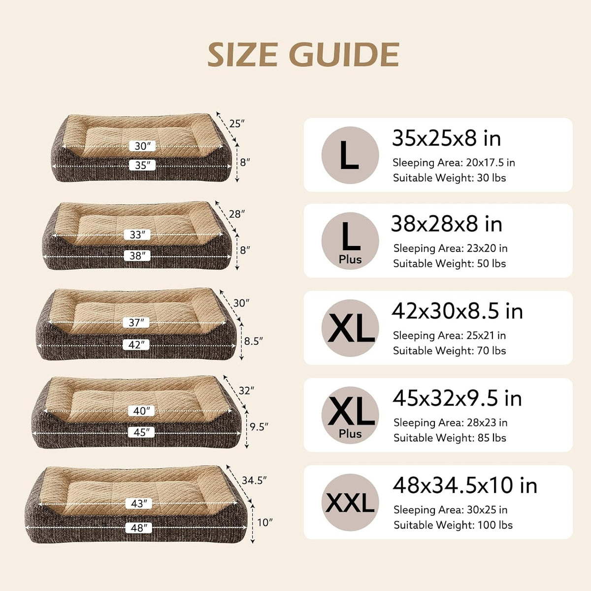 XL Orthopedic Dog Bed for Large Dogs, Extra Thick Foam Pet Bed Sofa