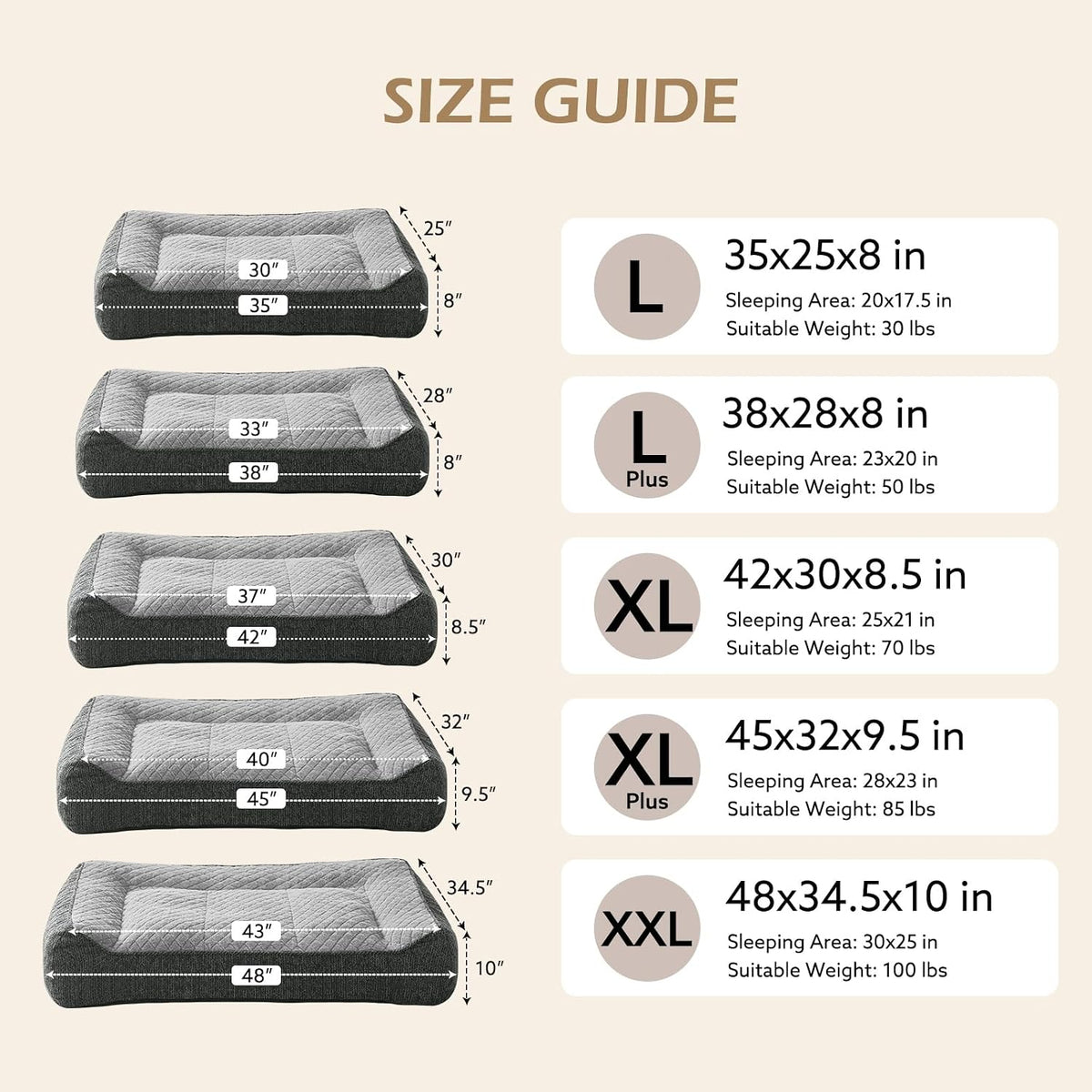 XL Orthopedic Dog Bed for Large Dogs, Extra Thick Foam Pet Bed Sofa