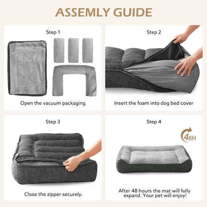 XL Orthopedic Dog Bed for Large Dogs, Extra Thick Foam Pet Bed Sofa