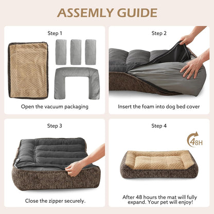 XL Orthopedic Dog Bed for Large Dogs, Extra Thick Foam Pet Bed Sofa