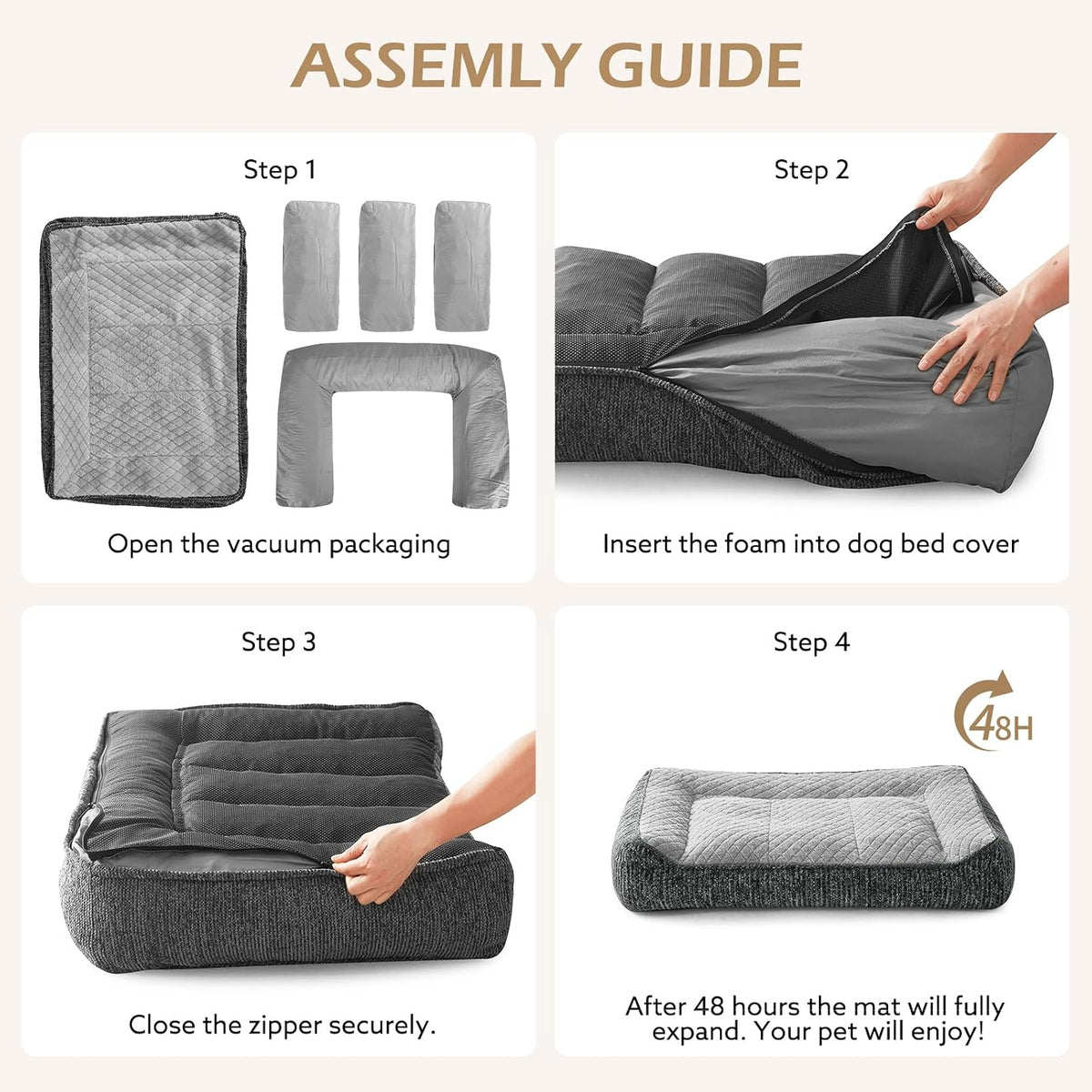XL Orthopedic Dog Bed for Large Dogs, Extra Thick Foam Pet Bed Sofa