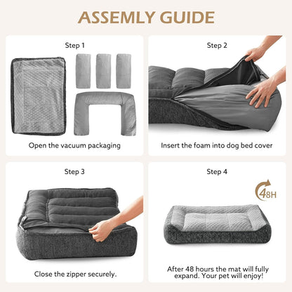 XL Orthopedic Dog Bed for Large Dogs, Extra Thick Foam Pet Bed Sofa