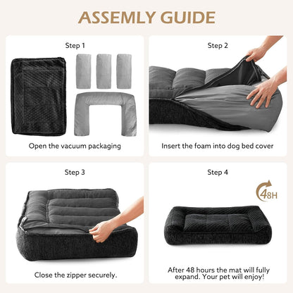 XL Orthopedic Dog Bed for Large Dogs, Extra Thick Foam Pet Bed Sofa