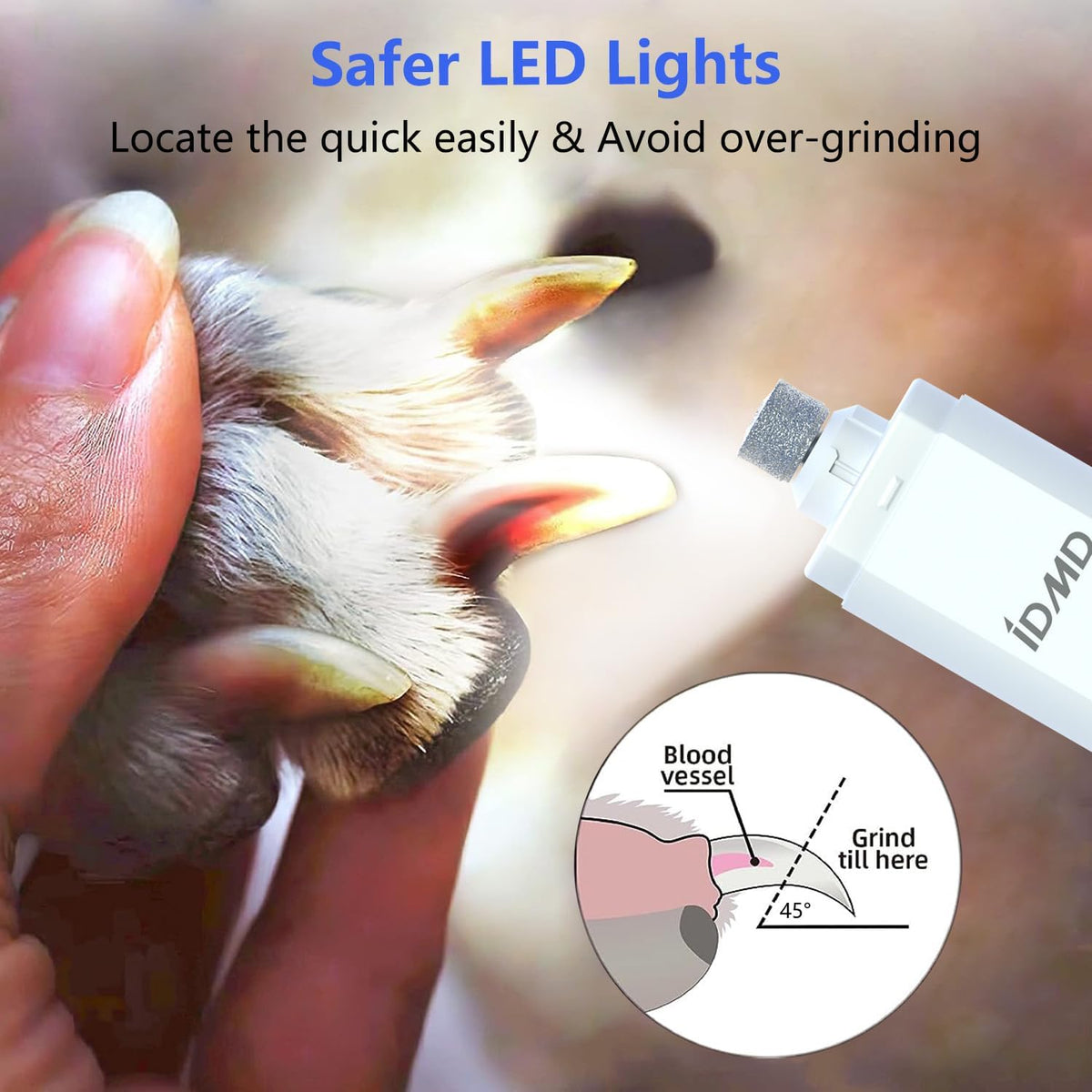 Dog Nail Trimmers with Light for All Breeds | Dog Nail Grinder Quiet