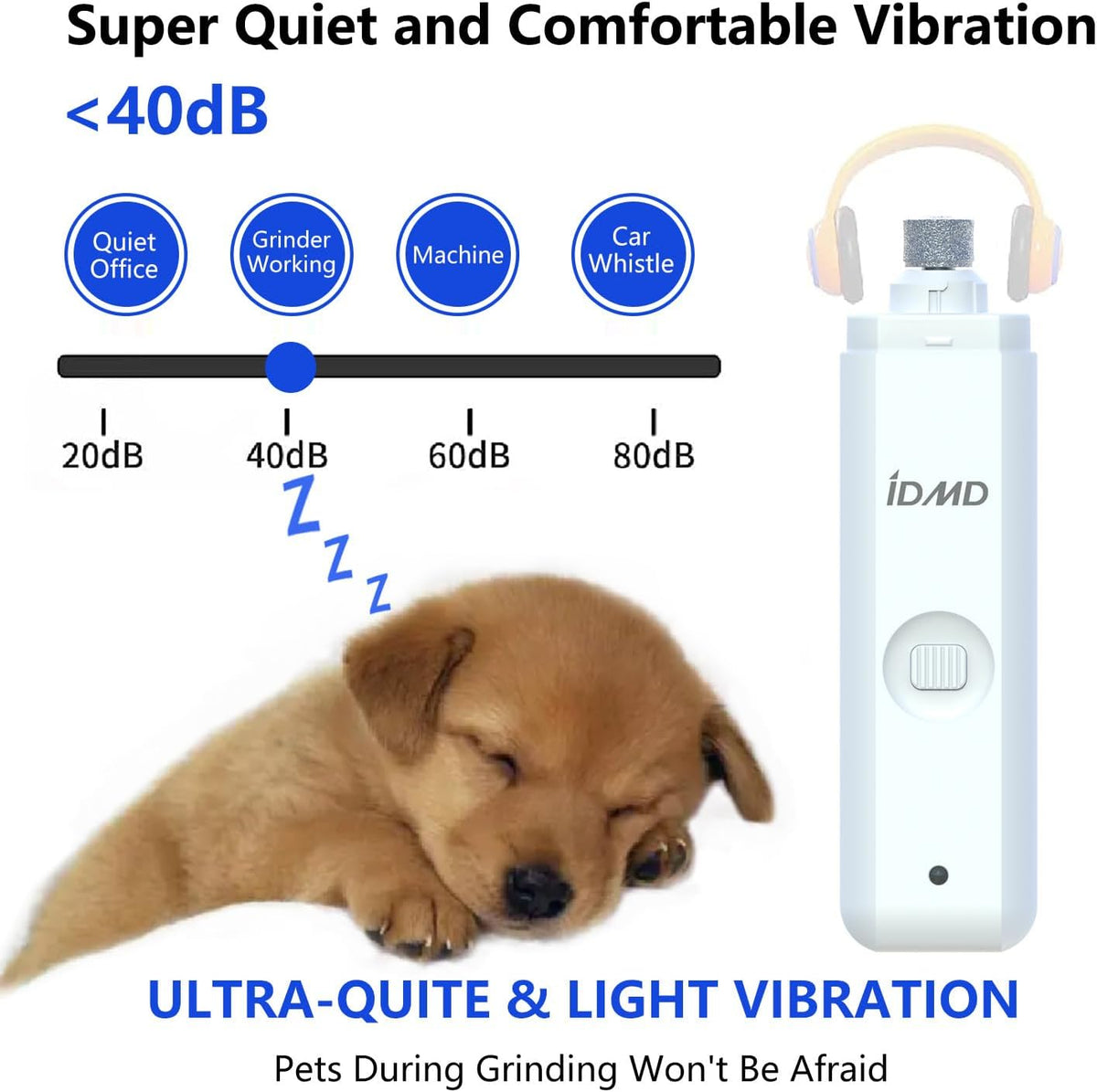 Dog Nail Trimmers with Light for All Breeds | Dog Nail Grinder Quiet