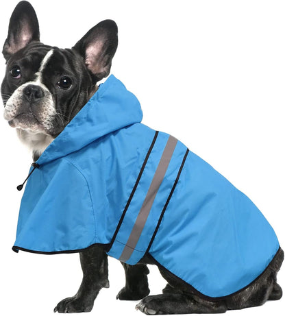 Reflective Dog Rain Coat - Waterproof Adjustable Pet Rain Jacket, Lightweight Dog Hooded Poncho Raincoat for Small to X- Large Dogs and Puppies (Pink, Large)