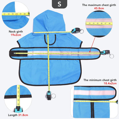 Reflective Dog Rain Coat - Waterproof Adjustable Pet Rain Jacket, Lightweight Dog Hooded Poncho Raincoat for Small to X- Large Dogs and Puppies (Pink, Large)