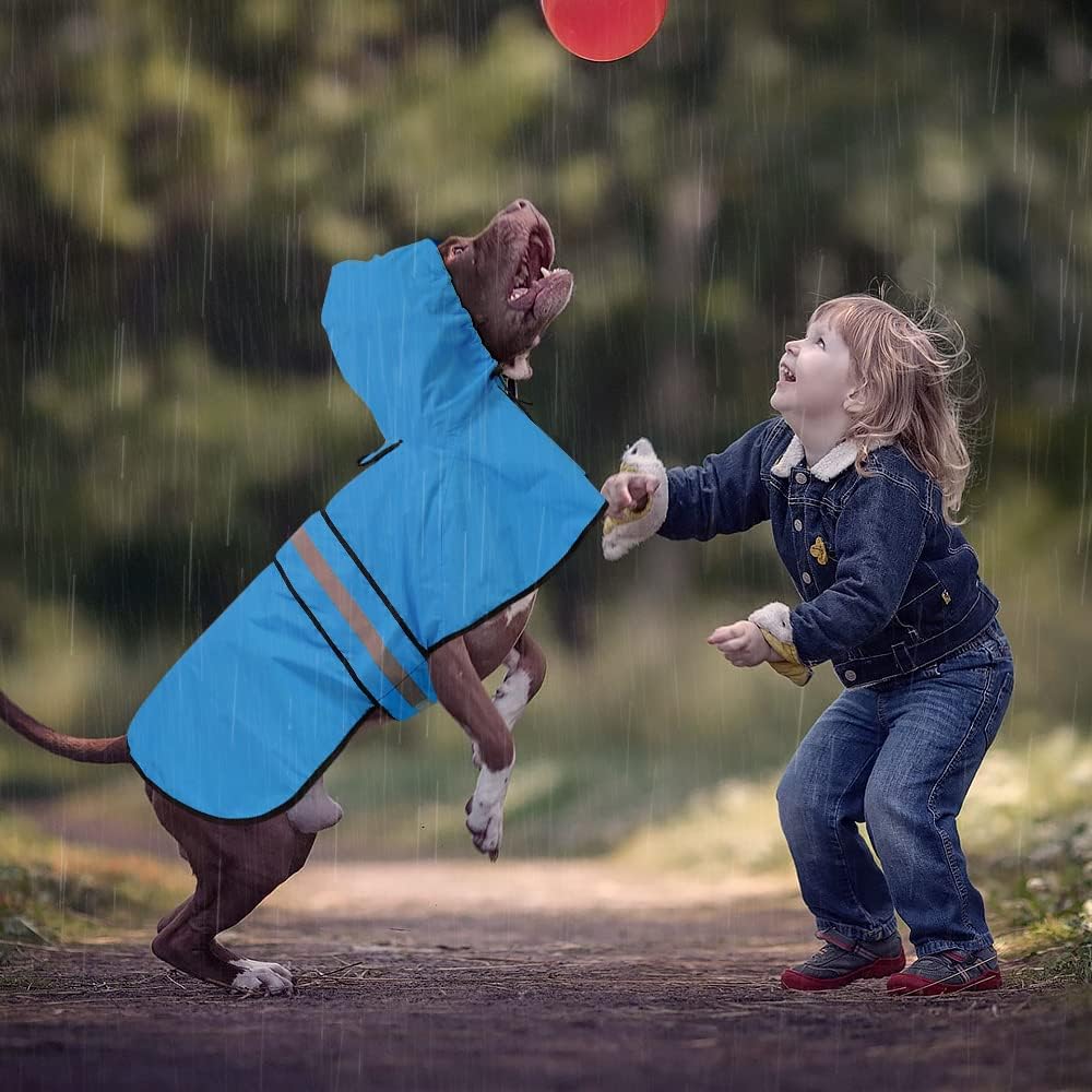 Reflective Dog Rain Coat - Waterproof Adjustable Pet Rain Jacket, Lightweight Dog Hooded Poncho Raincoat for Small to X- Large Dogs and Puppies (Pink, Large)