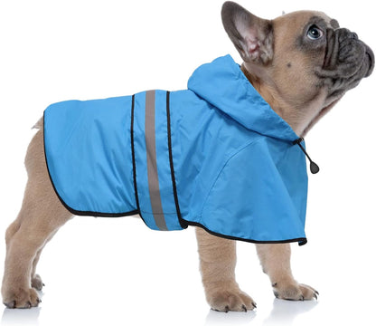 Reflective Dog Rain Coat - Waterproof Adjustable Pet Rain Jacket, Lightweight Dog Hooded Poncho Raincoat for Small to X- Large Dogs and Puppies (Pink, Large)