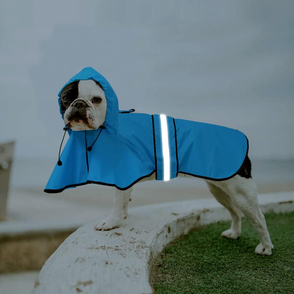 Reflective Dog Rain Coat - Waterproof Adjustable Pet Rain Jacket, Lightweight Dog Hooded Poncho Raincoat for Small to X- Large Dogs and Puppies (Pink, Large)