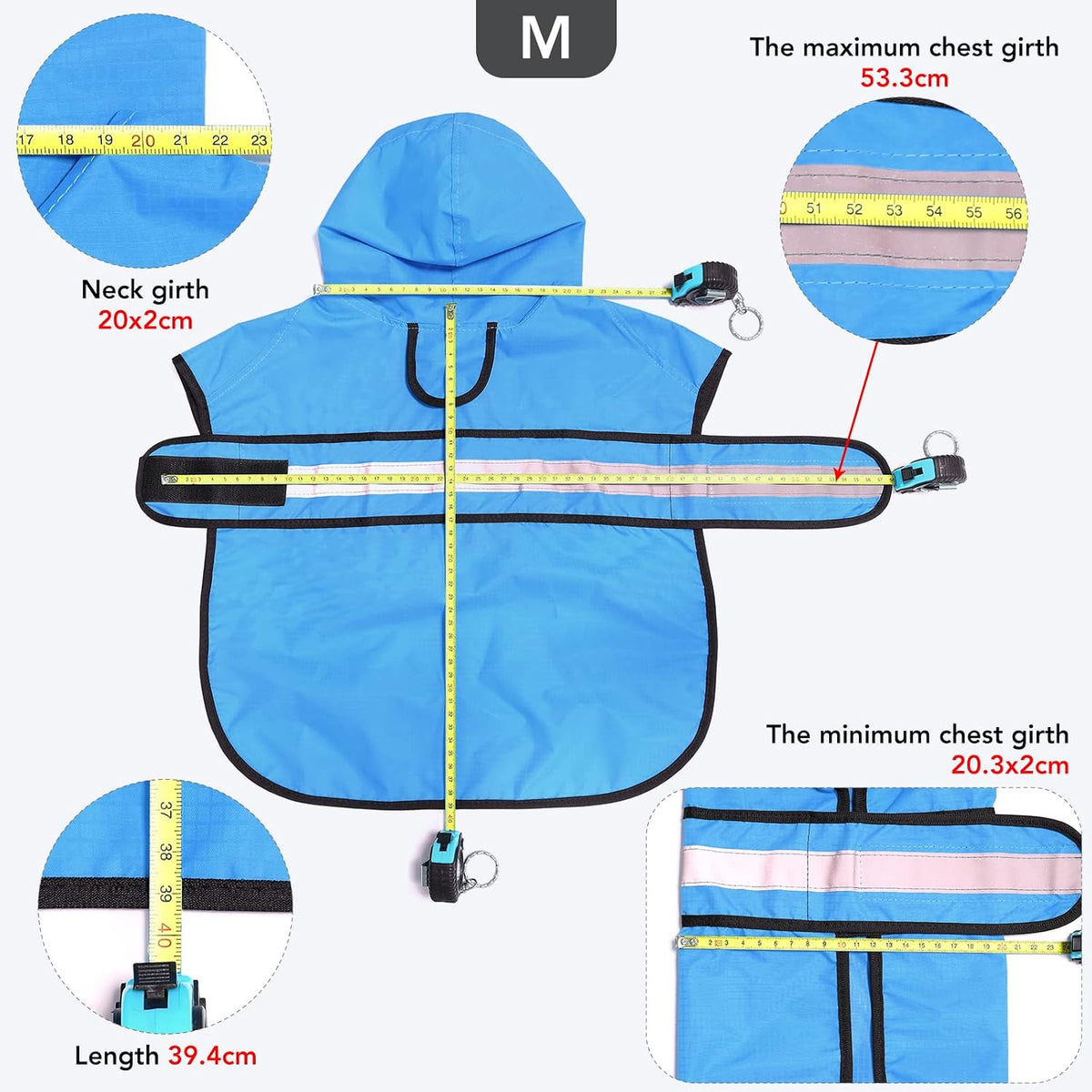 Reflective Dog Rain Coat - Waterproof Adjustable Pet Rain Jacket, Lightweight Dog Hooded Poncho Raincoat for Small to X- Large Dogs and Puppies (Pink, Large)