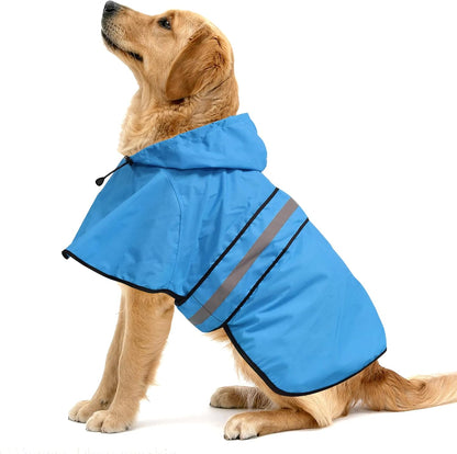 Reflective Dog Rain Coat - Waterproof Adjustable Pet Rain Jacket, Lightweight Dog Hooded Poncho Raincoat for Small to X- Large Dogs and Puppies (Pink, Large)