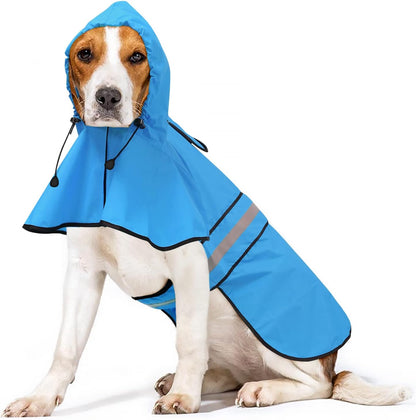 Reflective Dog Rain Coat - Waterproof Adjustable Pet Rain Jacket, Lightweight Dog Hooded Poncho Raincoat for Small to X- Large Dogs and Puppies (Pink, Large)