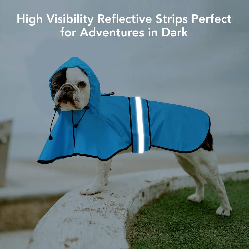 Reflective Dog Rain Coat - Waterproof Adjustable Pet Rain Jacket, Lightweight Dog Hooded Poncho Raincoat for Small to X- Large Dogs and Puppies (Pink, Large)